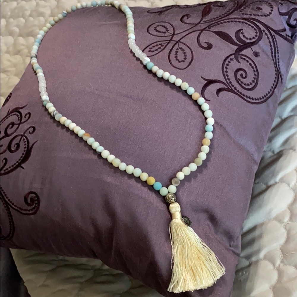 Mala natural stone long necklace. EUC.